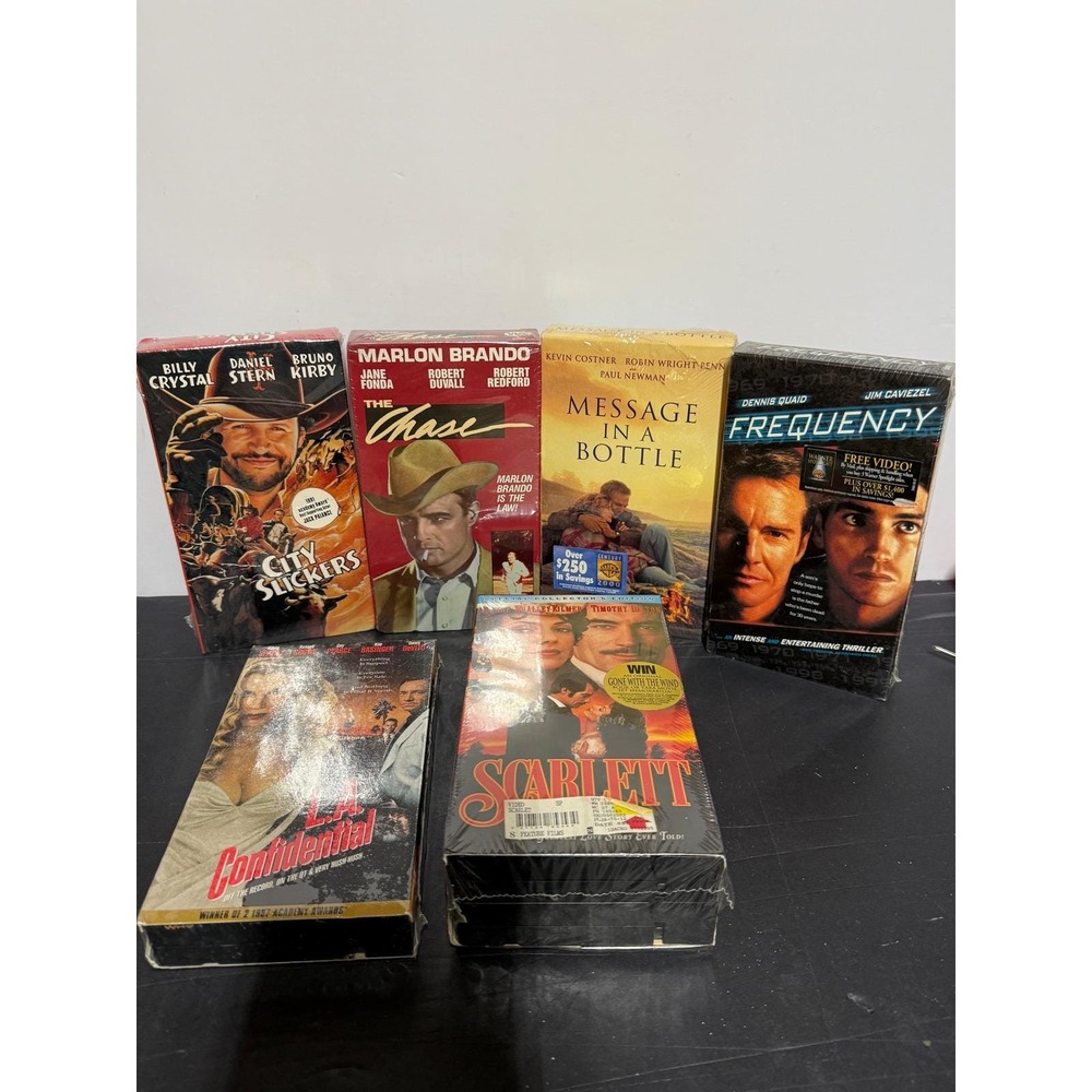 Lot of 6 factory sealed VHS movies.All tapes new/unopened, original shrink wrap